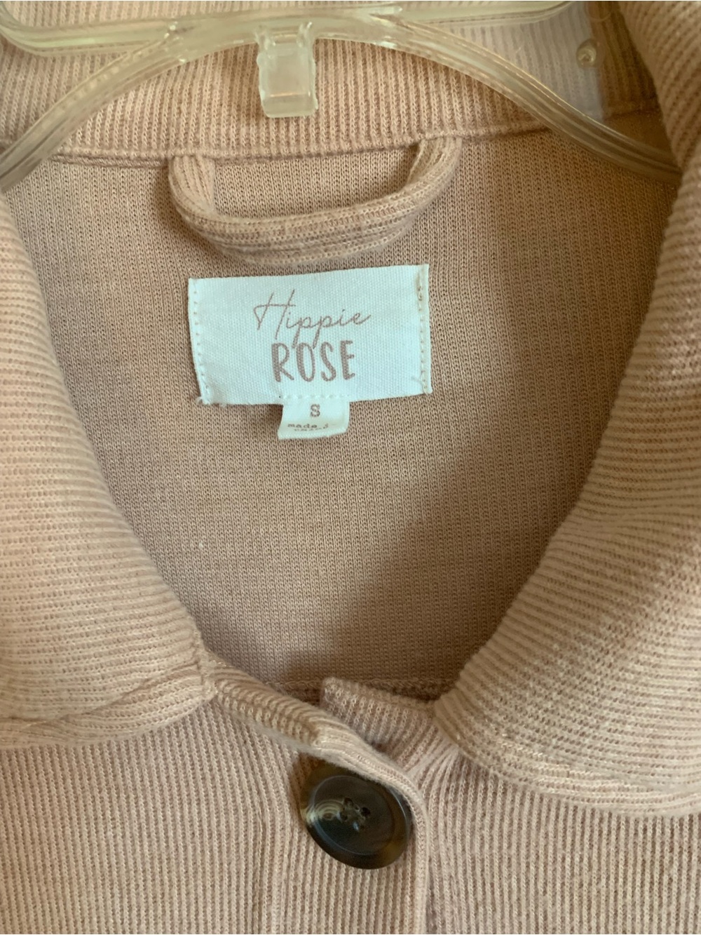 Hippie Rose Peach Blush Lightweight  Button-Front Utility Shacket
